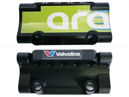 Technic, Panel Inverted 7 x 3 with 2 Pin Holes through Panel Surface with White 'ara' (aramco) on Lime Background on Outside and 'Valvoline' on Inside Pattern Model Right Side (Stickers) - Set 42240