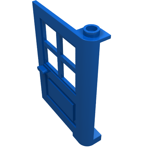 Lego Door 1 x 4 x 5 with 4 Panes, Squared Base / Blue