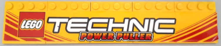 Lego Stickered Assembly 20 x 4 with LEGO TECHNIC Logo and 'POWER PULLER' Pattern (Sticker) - Set 8457