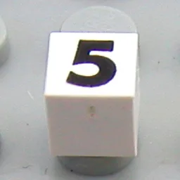 Modulex Tile 1 x 1 with Black '5' Print with No Lining / Modulex White