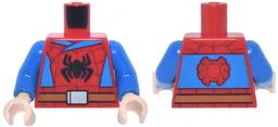 Torso Black Spider, Dark Red Webbing, Dark Azure Side Panels, Dark Orange Belt, Silver Buckle, Red Spider on Back Pattern / Blue Arms / Light Nougat Hands / Red