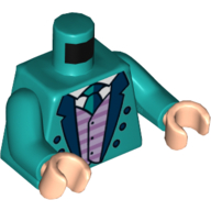 Lego Torso Jacket, Dark Blue Collar, Medium Lavender Shirt, Dark Turquoise Tie print, Dark Turquoise Arms, Light Nougat Hands / Dark Turquoise