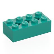 Lego Brick Special 2 x 4 with 3 Axle Holes / Dark Turquoise