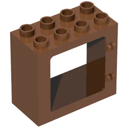 Duplo Door / Window Frame Flat Front Surface, Completely Open Back / Reddish Brown