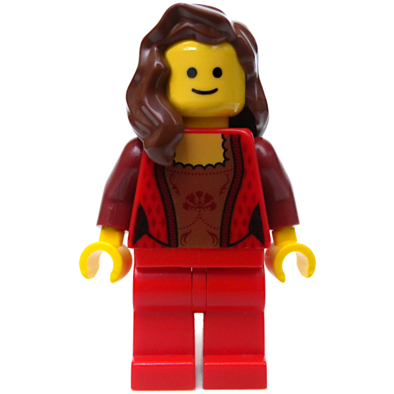 Lego Red Torso, Red Legs, Reddish Brown Hair