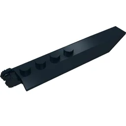 Hinge Plate 1 x 8 Locking with Angled Side Extensions, Squared Plate Underside, 7 Teeth / Black