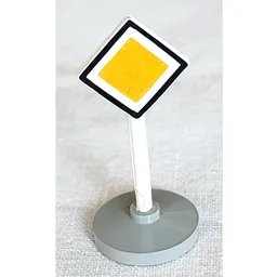 Road Sign Old Diamond with Black & White Border Major Road Print & Type 2 Base / White