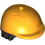 Lego Hair and Hat, Short Dark Brown with Riding Helmet / Bright Light Orange