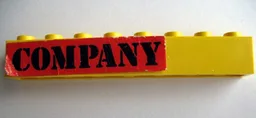 Brick 1 x 8 with Black 'COMPANY' on Red Pattern (Sticker) - Set 364