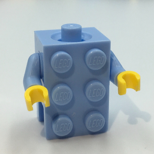 Lego Minifig Torso Brick Suit with Yellow Hands / Bright Light Blue