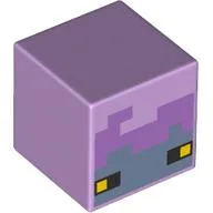 Minifig Head Special, Cube with Breeze, Medium Lavender/Sand Blue Face, Yellow Eyes Print / Lavender