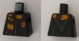 Lego Torso Hogwarts Robe Clasped with Gryffindor Shield and Scarf Pattern