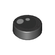 Lego Tile Round 1 x 1 with Eye, Double Pupil print / Black