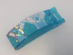 Windscreen 6 x 2 x 2 with Bar Handle with Bright Light Blue, Medium Azure and White Shapes on Silver Holographic Glitter Background Pattern Model Left Side (Sticker) - Sets 41148 / 43172