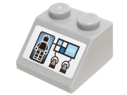 Slope 45 2 x 2 with Black Minifigure Screen Image, Buttons and 'LOCK' on White Background Pattern (Sticker) - Set 70724