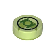 Tile Round 1 x 1 with Black Circle and Bright Green Lantern Symbol Print / Trans-Bright Green