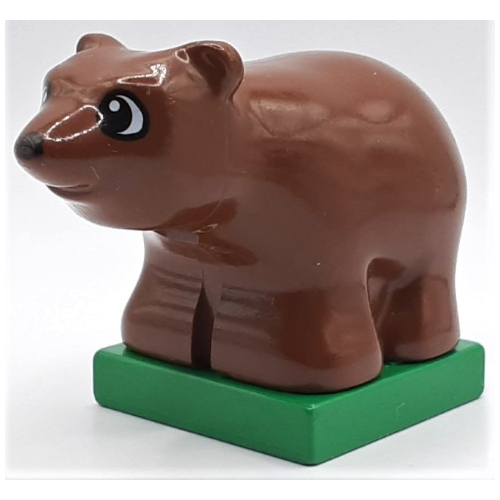 Lego Duplo Animal Bear Cub on Green Base / Brown