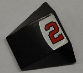 Lego Wedge 4 x 3 Triple Curved No Studs with Red Number 2 and Silver Line on Black and White Background Pattern (Sticker) - Set 8125