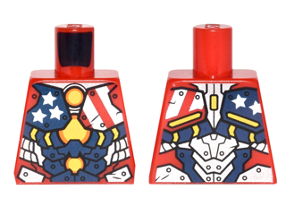 Lego Torso Armor with Stars and Stripes and Silver Plates and Yellow Circle Arc Reactor Pattern