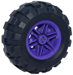 Wheel 30.4mm D. x 20mm with No Pin Holes and Reinforced Rim with Black Tire 56 x 26 Balloon (56145 / 55976) / Dark Purple