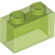 Brick 1 x 2 without Bottom Tube / Trans-Bright Green