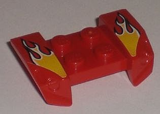 Lego Vehicle, Mudguard 2 x 4 with Headlights Overhang with Yellow Flame Pattern on Both Sides (Stickers) - Set 8195