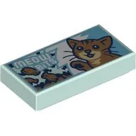 Tile 1 x 2 with Cat Food Box, Cat, White 'MEOW BITS' Print