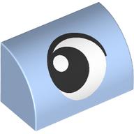 Lego Brick Curved 1 x 2 x 1 No Studs with Eye, Looking Left print / Bright Light Blue