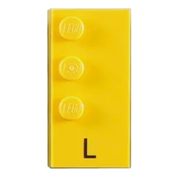 Braille Brick 2 x 4 with 3 Studs ⠇and 'L' Print / Yellow
