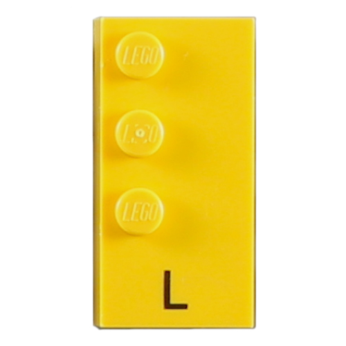 Lego Braille Brick 2 x 4 with 3 Studs ⠇and 'L' Print / Yellow