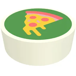 Tile Round 1 x 1 with Pizza Slice on Green Background Print