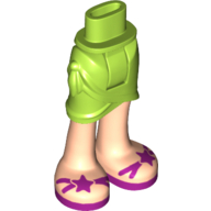 Lego Minidoll Hips and Wrap Skirt, Light Nougat Legs, Magenta Sandals with Stars Print / Lime
