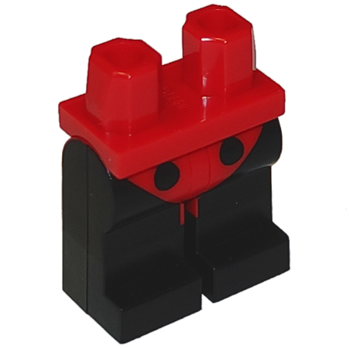 Lego Hips with Red Legs and Black Boots Pattern with Black Leotard and Black Circles Print / Red