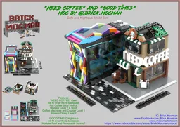 Two Building Set - "Need Coffee" and "Good Times" Club