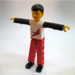 Technic Figure Red Legs, White Top with Red Triangle Print, Black Arms / [No Color/Any Color]