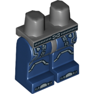 Lego Hips and Dark Blue Legs with Silver Belt and Armor Print / Dark Bluish Gray