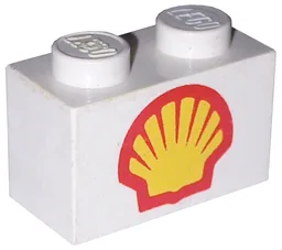 Brick 1 x 2 with Shell Logo Type I Print