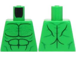 Torso Bare Chest with Dark Green and Green Muscles Outline, Chest Hair Pattern / Bright Green