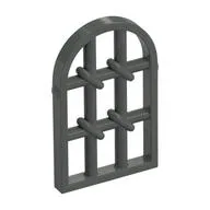 Window 1 x 2 x 2 & 2/3 Pane Twisted Bar with Rounded Top / Dark Gray