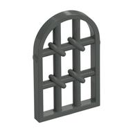 Lego Window 1 x 2 x 2 & 2/3 Pane Twisted Bar with Rounded Top / Dark Gray