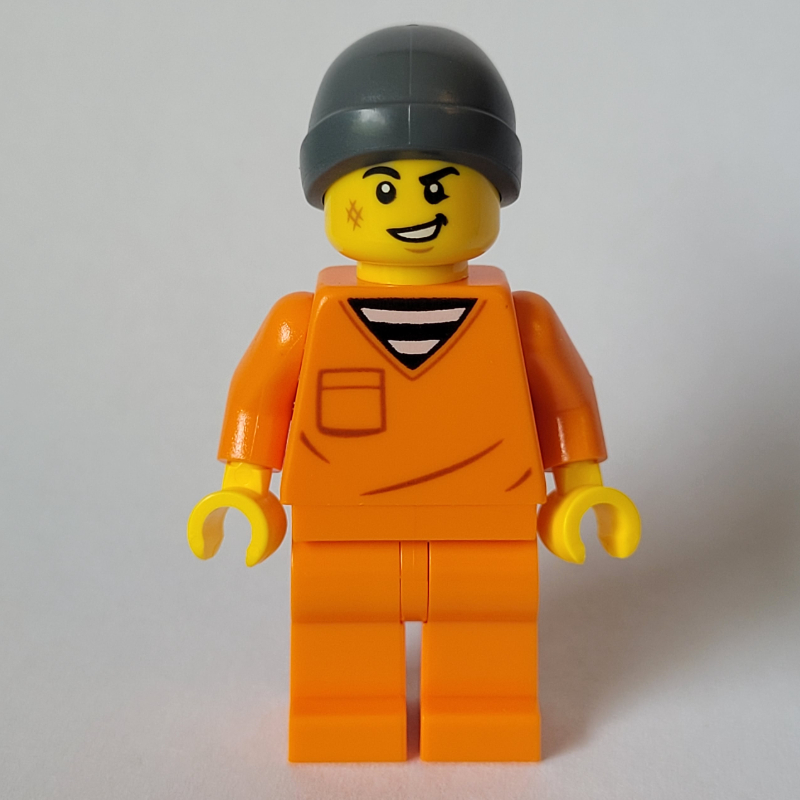 Lego Criminal, Orange Suit, Dark Bluish Grey Beanie