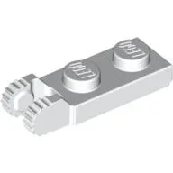 Hinge Plate 1 x 2 Locking with 2 Fingers On End, with Groove, 9 Teeth / White