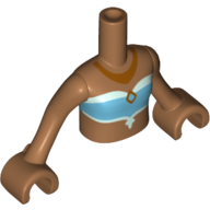 Lego Minidoll Torso Girl with Medium Azure and Light Aqua Tube Top with Gold Necklace Print, Medium Nougat Arms and Hands / Medium Nougat