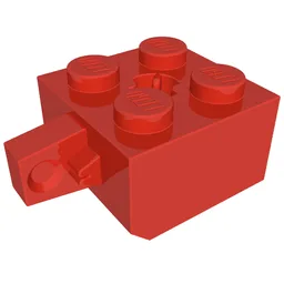 Hinge Brick 2 x 2 Locking with 1 Finger Vertical and Axle Hole [X Opening] / Red
