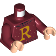 Lego Torso Sweater with 'R' Print, Dark Red Arms, Light Nougat Hands / Dark Red