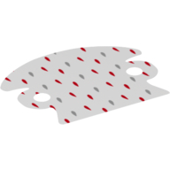 Lego Cape, Large Rounded Collar, Arm Holes, Red Back, Red and Gray Fur Spots Print / White