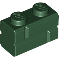 Lego Brick Special 1 x 2 with Masonry Brick Profile / Dark Green