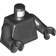 Lego Torso Bodysuit with Zipper and Belt with Cat Head Buckle Print, Black Arms and Hands / Black
