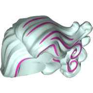Lego Hair Long Swept Left with Curls, Magenta Highlights Print / Light Aqua
