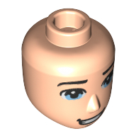 Lego Minidoll Head Male Bright Light Blue Eyes, Broad Smile, Teeth print / Light Nougat